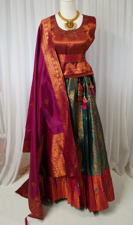 Senthamarai Pattu Lehenga