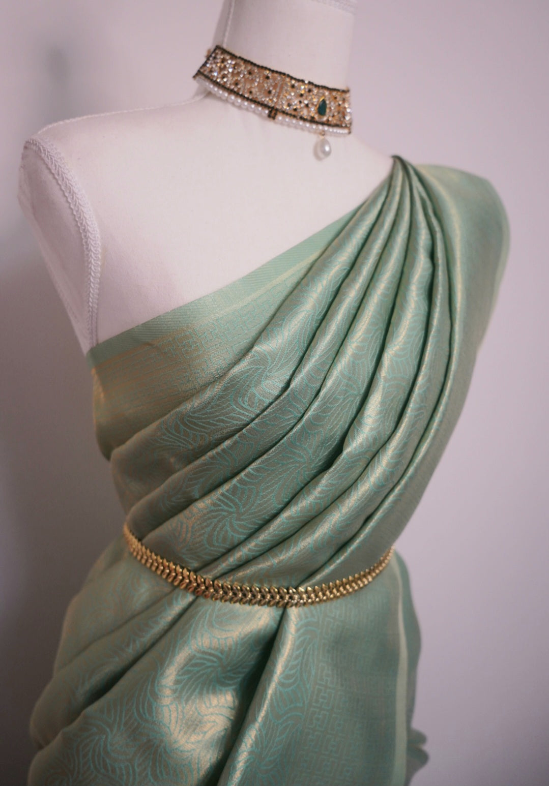 Bridesmaids Saree Pastel Mint Green
