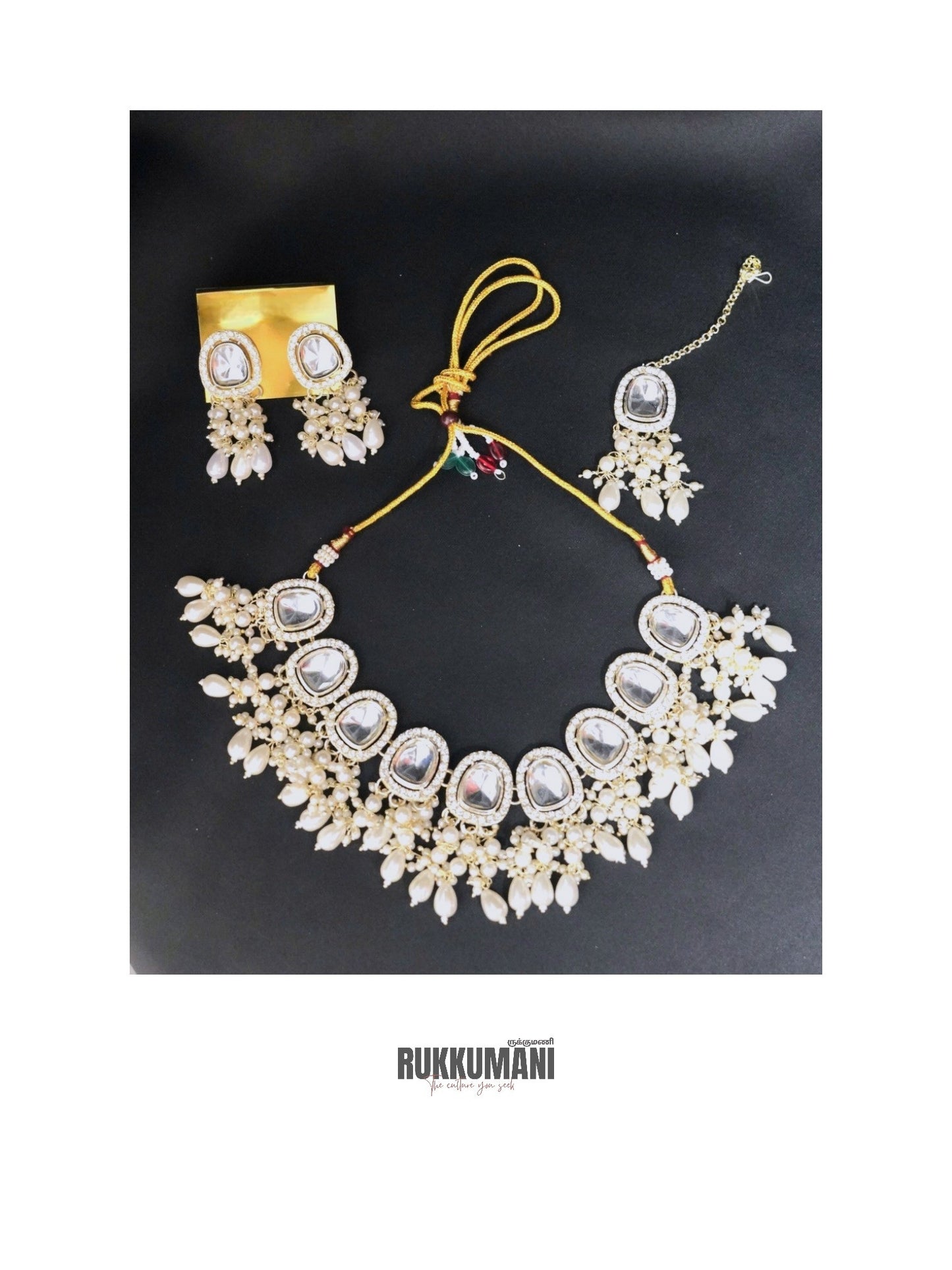 Moonlight Necklace Set White | Choker with Kundan Beads and Pearls