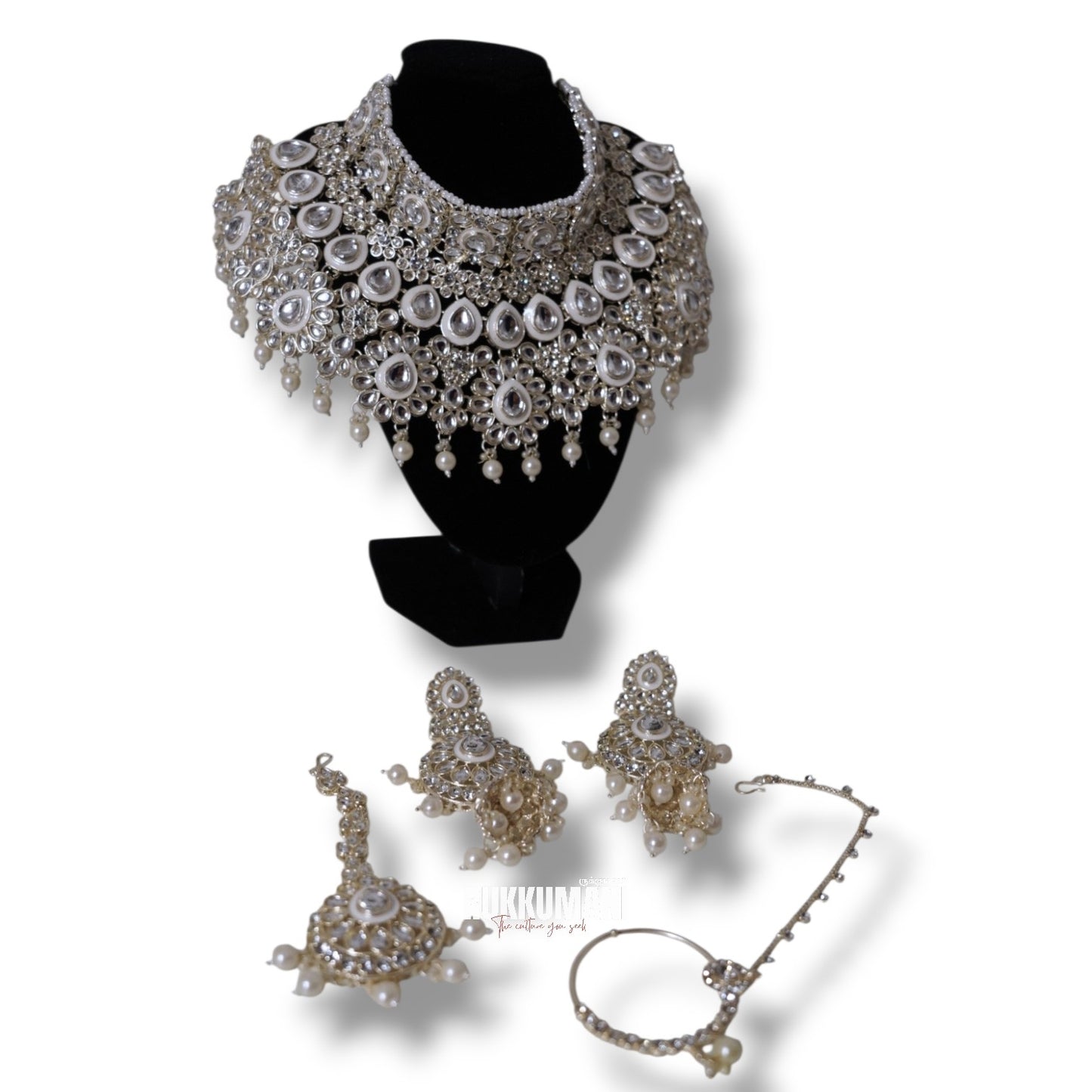 Grand Silver Kundan Pearl Bridal Jewellery Set