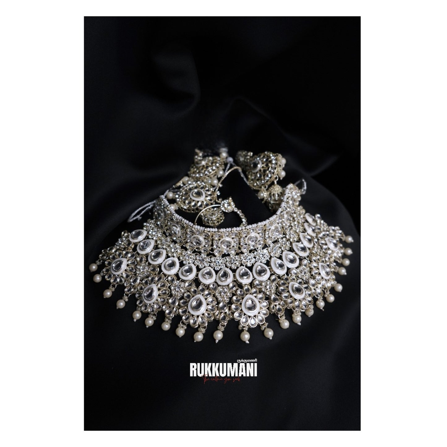 Grand Silver Kundan Pearl Bridal Jewellery Set
