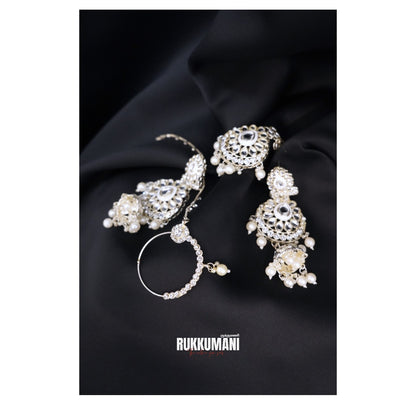 Grand Silver Kundan Pearl Bridal Jewellery Set